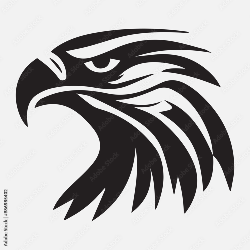 Black eagle head logo Vector Silhouette on white Black eagle head logo Vector Silhouette on white