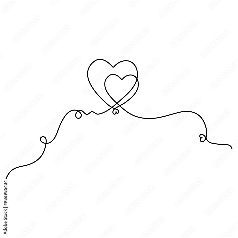 Single line continuous drawing of love sign with heart vector minimalist illustration of love concept Single line continuous drawing of love sign with heart vector minimalist illustration of love concept