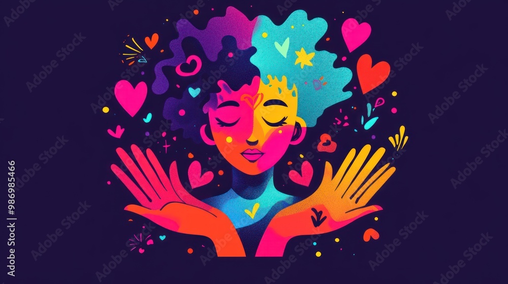 Fototapeta premium Colorful Woman with Hearts