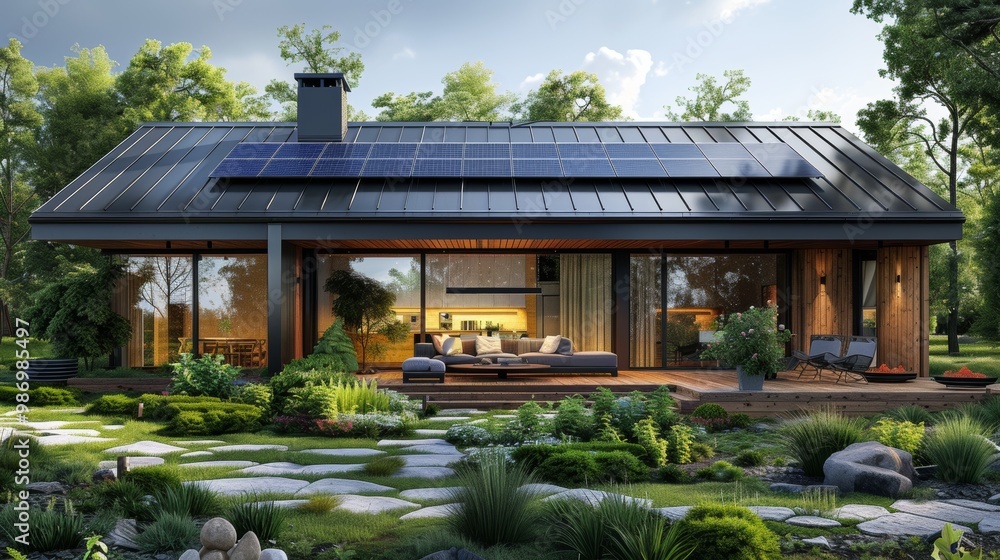 Modern Eco Home with Solar Panels