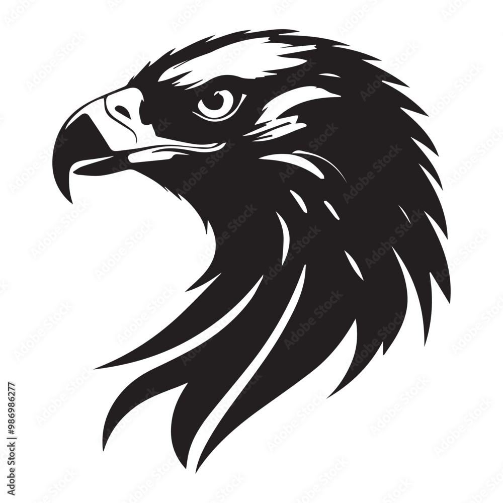 Obraz premium Black eagle head logo Vector Silhouette on white