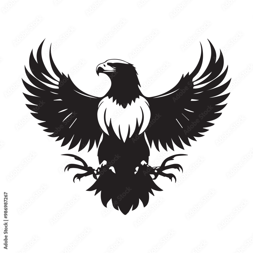 Obraz premium Black eagle head logo Vector Silhouette on white
