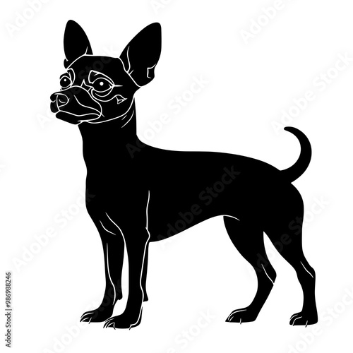 silhouette of a miniature pinscher