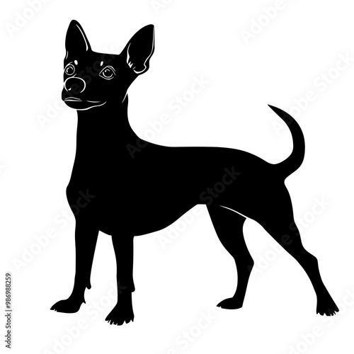 silhouette of a miniature pinscher