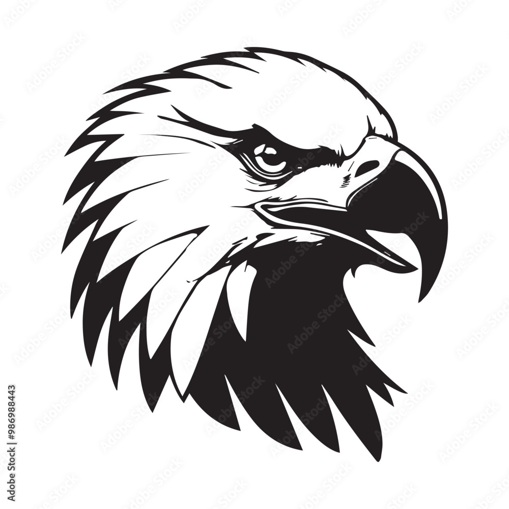 Obraz premium Black eagle head logo Vector Silhouette on white