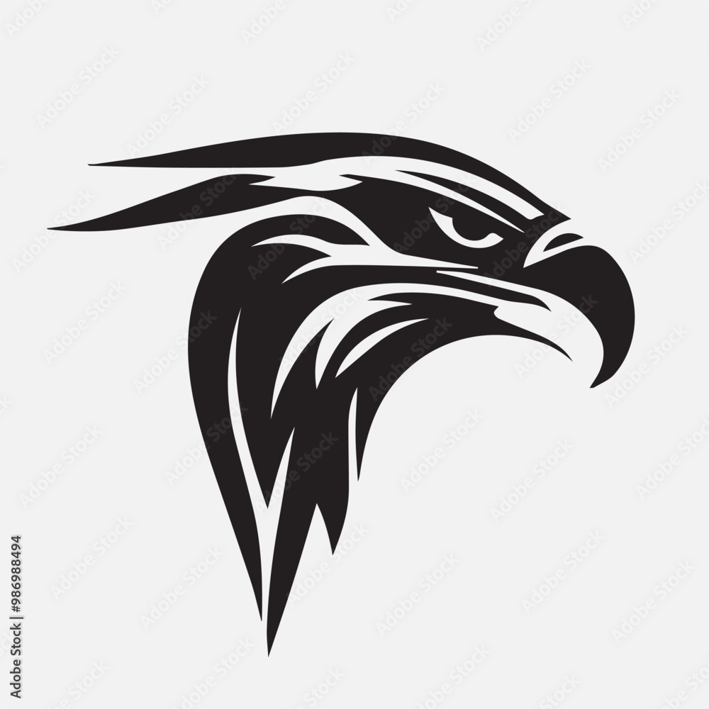 Obraz premium Black eagle head logo Vector Silhouette on white