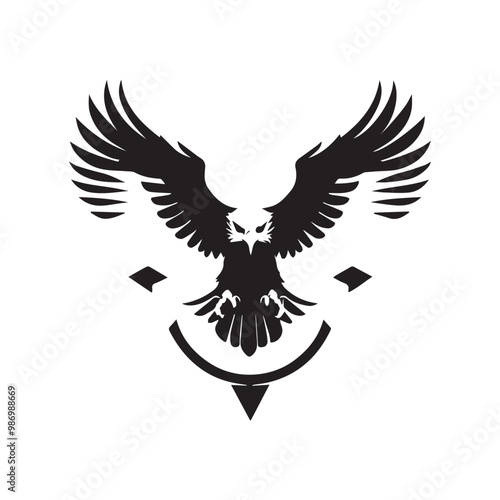 Black eagle head logo Vector Silhouette on white