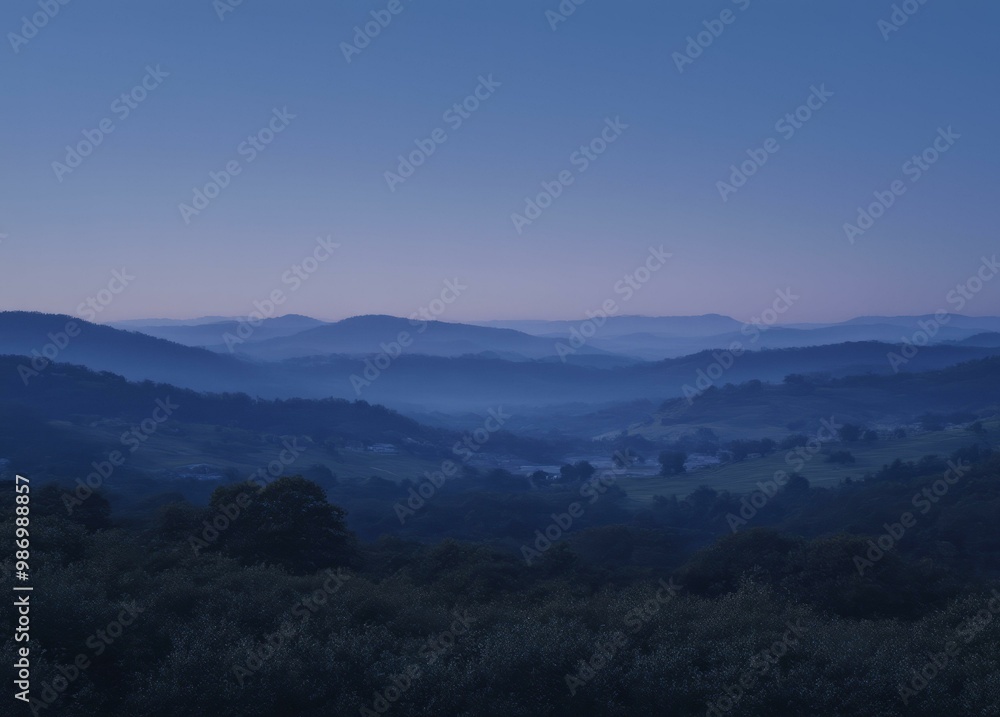 Carpathian Mountains at Twilight with Blue and Purple Tones Carpathian Mountains at Twilight with Blue and Purple Tones