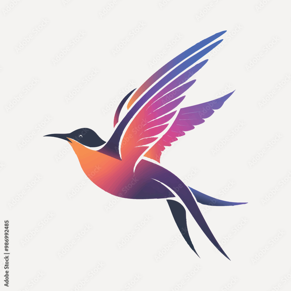 Fototapeta premium Colorful abstract hummingbird vector illustration