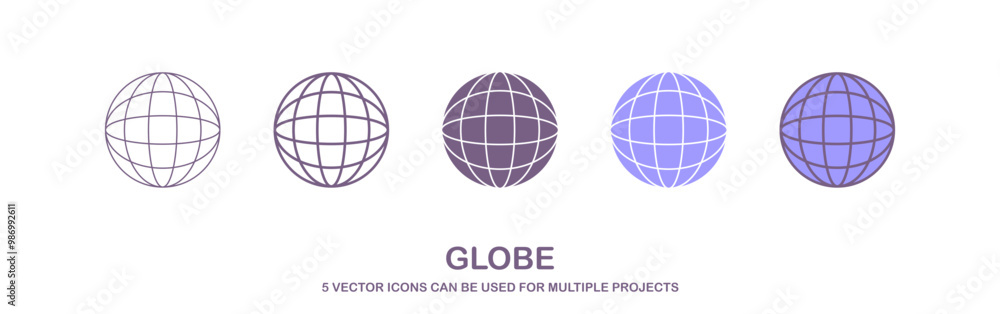 Globe Icon vector illustration, Go to web symbol icon, www symbol, Web icon, website, homepage icon set, earth clip art, a set of icons with 5 different styles Globe Icon vector illustration, Go to web symbol icon, www symbol, Web icon, website, homepage icon set, earth clip art, a set of icons with 5 different styles