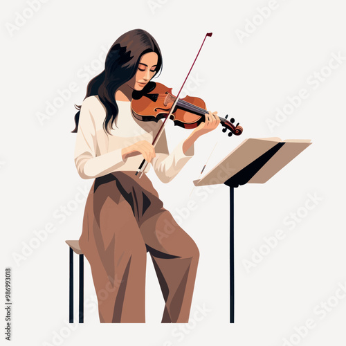 Woman playing violin gracefully