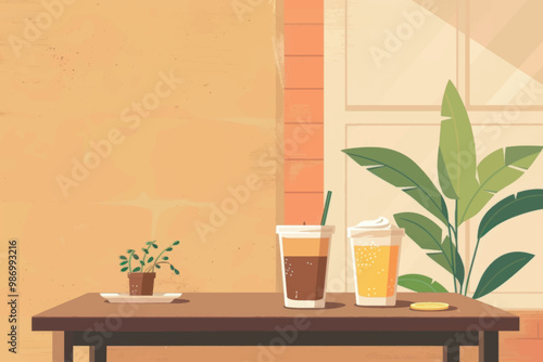 Cozy coffee shop ambiance illustration