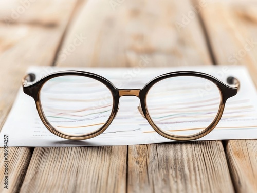 Stylish glasses placed on a wooden surface, perfect for vision and fashion enthusiasts.