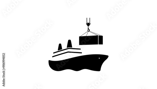 trade port, black isolated silhouette