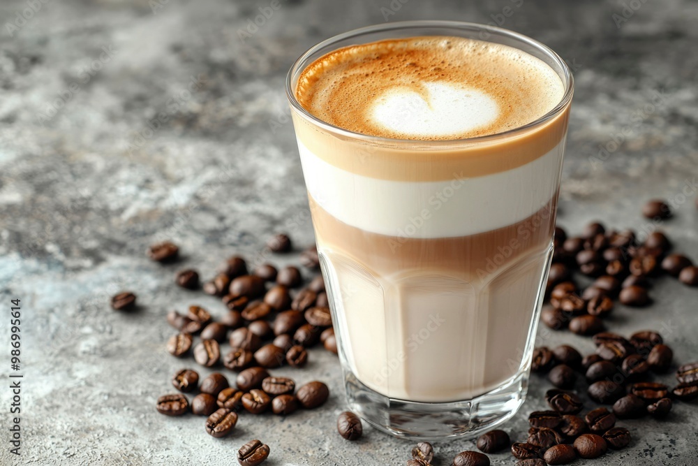 Latte with Heart-Shaped Foam and Coffee Beans Latte with Heart-Shaped Foam and Coffee Beans