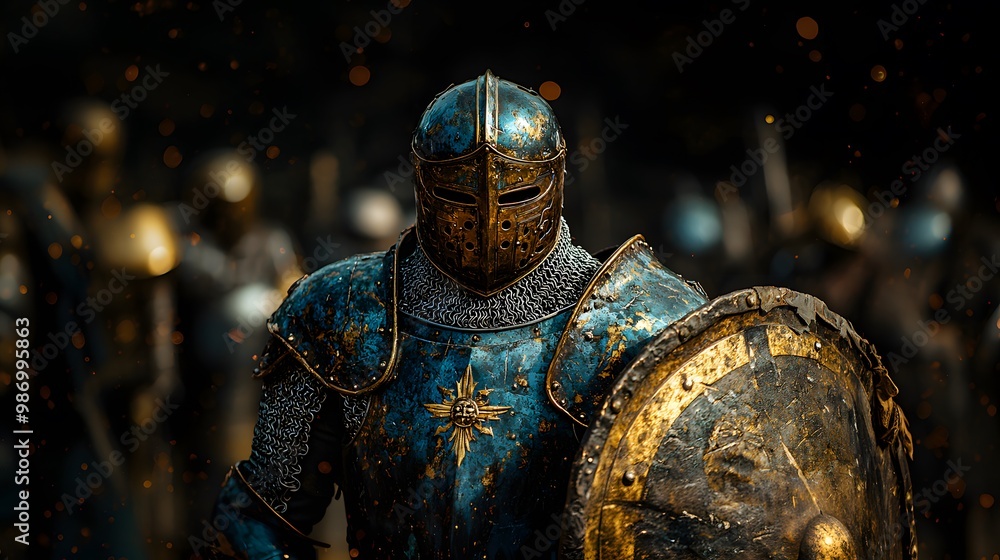 Knights in Protective Gear in Dramatic Macro Shot Knights in Protective Gear in Dramatic Macro Shot