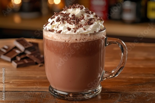 Hot Chocolate with Whipped Cream and Chocolate Shavings