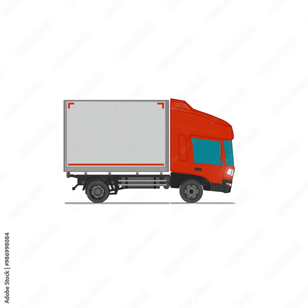 3D Isometric Cargo Truck Illustration – Modern Red Cabine and White Van Delivery Vehicle Design for Logistics and Transport 3D Isometric Cargo Truck Illustration – Modern Red Cabine and White Van Delivery Vehicle Design for Logistics and Transport