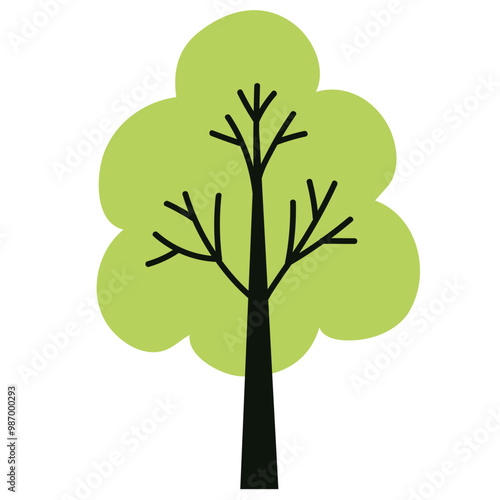 Green tree isolated on a white background. Simple flat style, vector illustration. Tree icon.