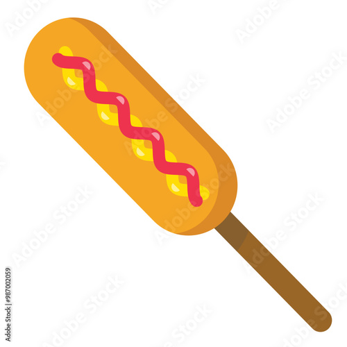 Corn dog icon with flat style. Simple corn dog vector illustration