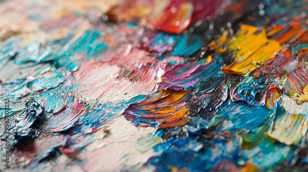 Vivid Contrasts and Depth in Painter's Canvas Close-Up Vivid Contrasts and Depth in Painter's Canvas Close-Up