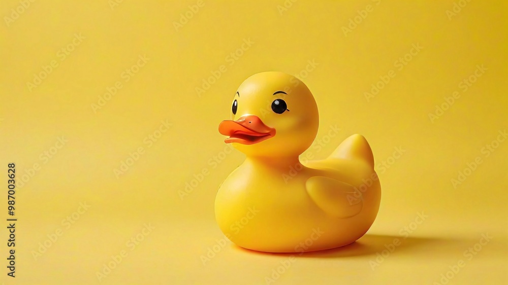 A yellow rubber duck on a yellow background. A yellow rubber duck on a yellow background.