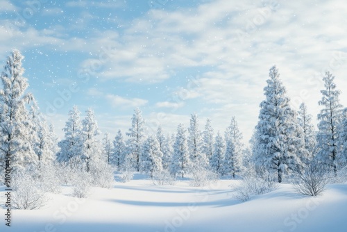 Wallpaper Mural Serene Winter Landscape with Snow-Covered Trees Torontodigital.ca