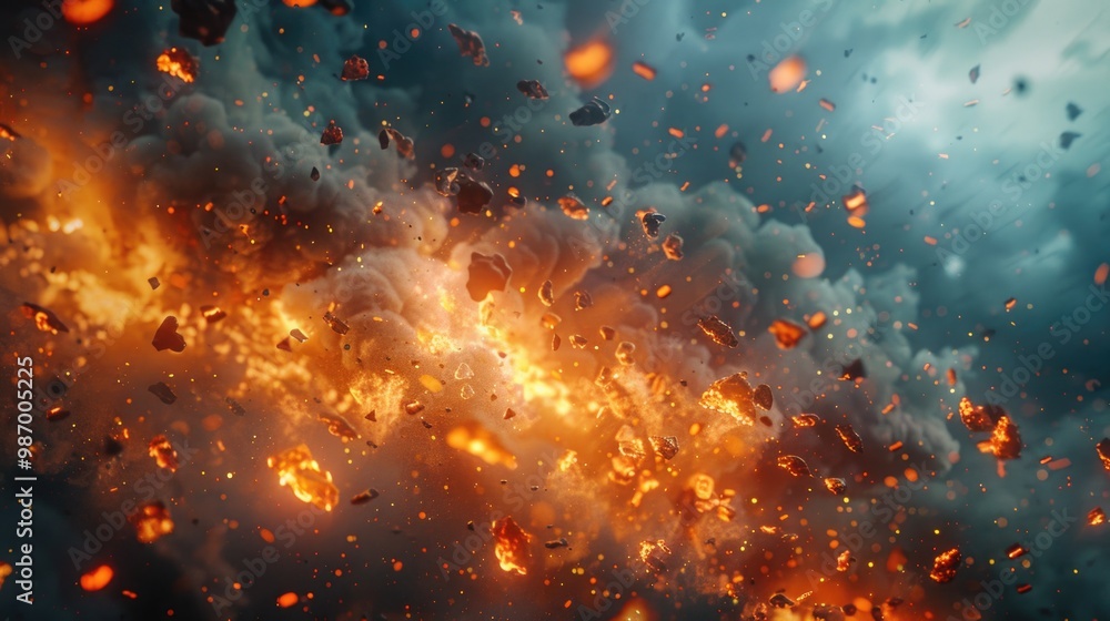 Intense Blaze and Sparks Rising in Dramatic Fiery Explosion Intense Blaze and Sparks Rising in Dramatic Fiery Explosion
