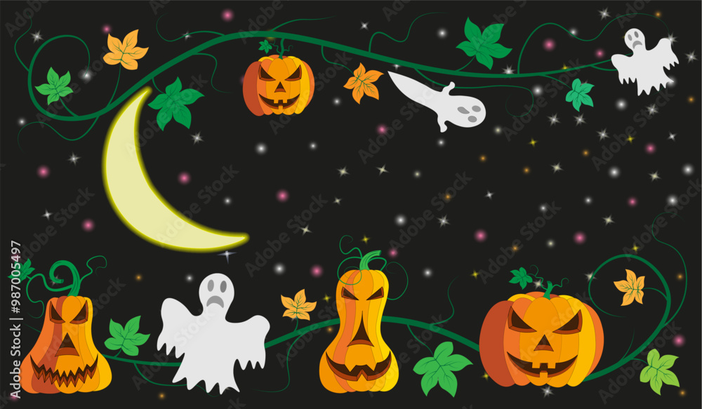 Fototapeta premium Beautiful Halloween background on the background of the starry sky with the moon