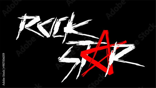 Rock and roll, rock star typography music lettering design 
