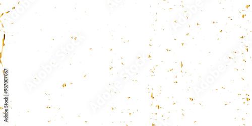 Luxury gold sparkle confetti glitter and zigzag ribbon falling down on transparent background. Vector illustration.