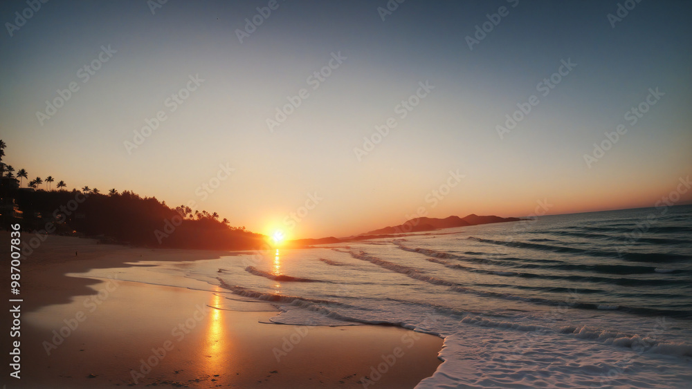 Obraz premium A Sunset on the Shore: A Natural Masterpiece