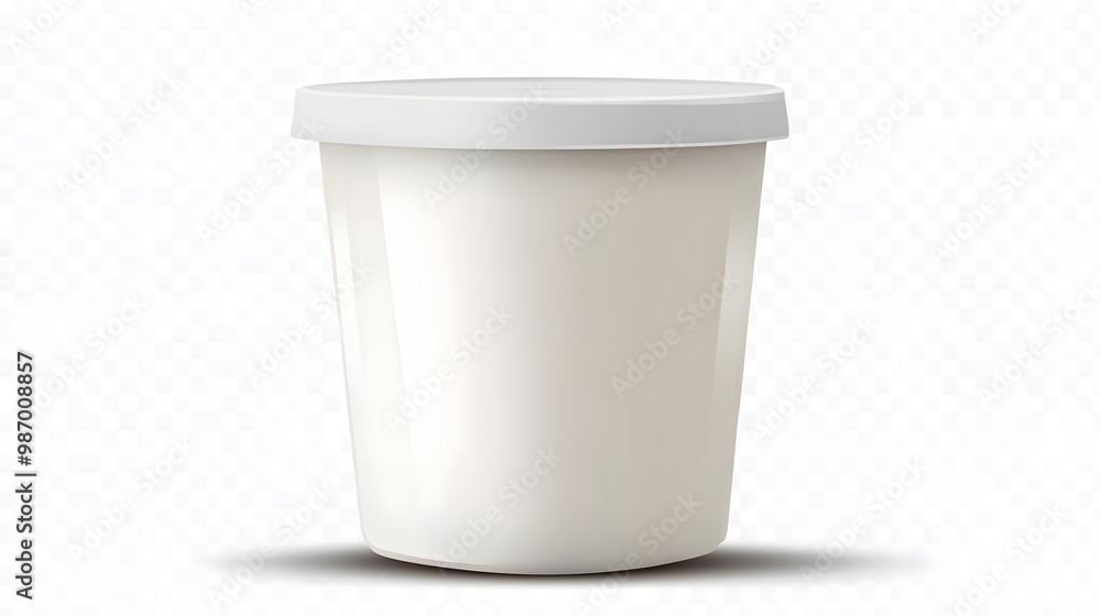 Yogurt cup package isolated on a white transparent background, highlighting the product's design and label. Yogurt cup package isolated on a white transparent background, highlighting the product's design and label.