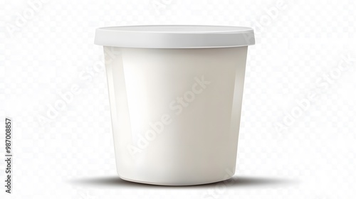 Yogurt cup package isolated on a white transparent background, highlighting the product's design and label.