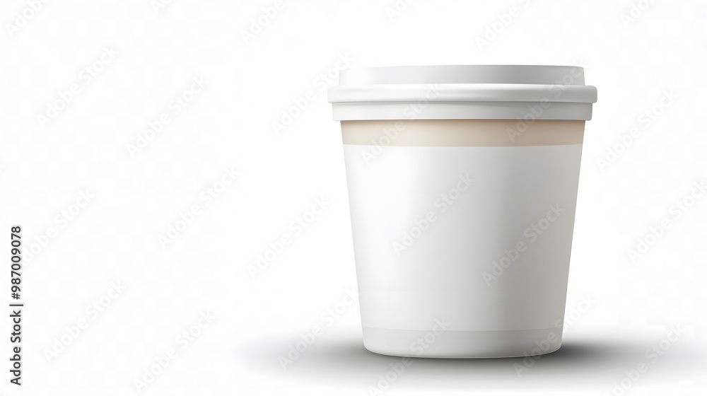 Yogurt cup package isolated on a white transparent background, highlighting the product's design and label. Yogurt cup package isolated on a white transparent background, highlighting the product's design and label.