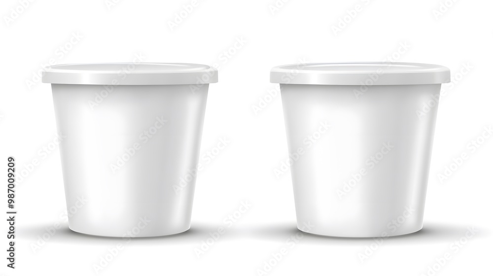 Yogurt cup package isolated on a white transparent background, highlighting the product's design and label. Yogurt cup package isolated on a white transparent background, highlighting the product's design and label.
