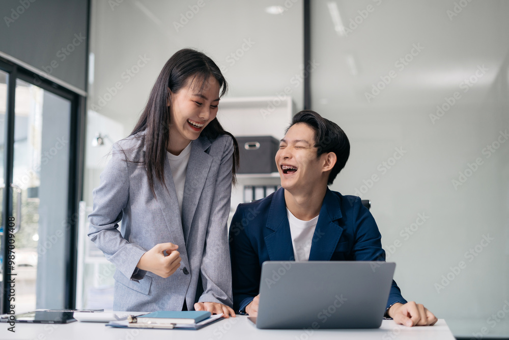 businessmen creative businesspeople coworker in office Happy to be successful partnership teamwork success concept. businessmen creative businesspeople coworker in office Happy to be successful partnership teamwork success concept.