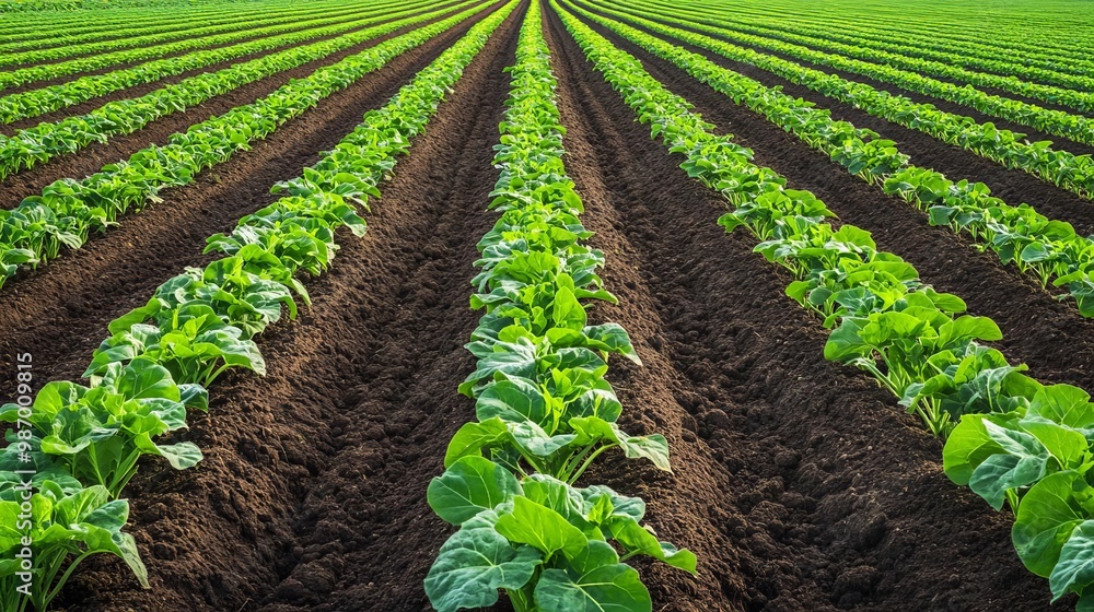 Green cover crops regenerating soil during off-season, soil health maintenance concept Green cover crops regenerating soil during off-season, soil health maintenance concept