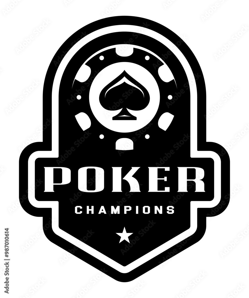 Poker chip logo. Spades sign. Gambling emblem. Casino games. Poker chip logo. Spades sign. Gambling emblem. Casino games.