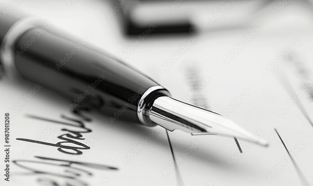 Fototapeta premium Signing paper form or contract, closeup view