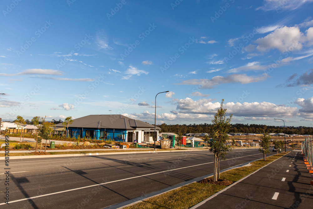new houses and streets being built near Brisbane in outer suburbs new houses and streets being built near Brisbane in outer suburbs