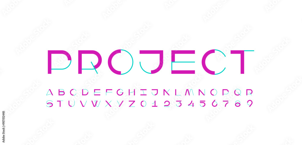 Modern font color trendy geometric alphabet Modern font color trendy geometric alphabet