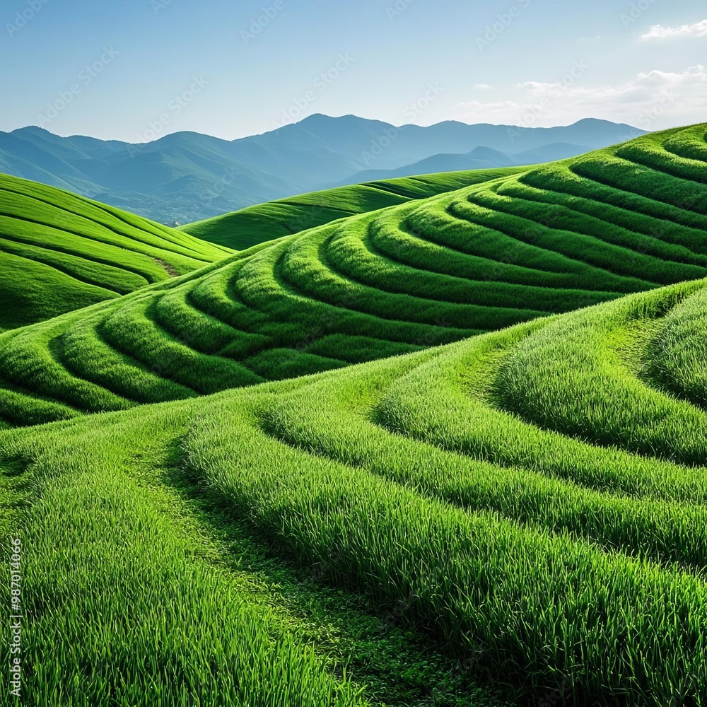 Soil erosion prevention with grass-covered hillsides, symbolizing soil conservation techniques Soil erosion prevention with grass-covered hillsides, symbolizing soil conservation techniques