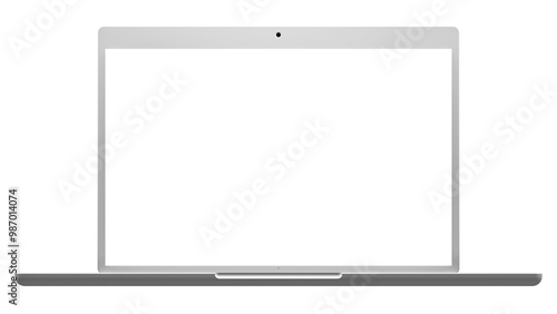 Laptop Mockup Isolated on a Transparent background. 3D Render