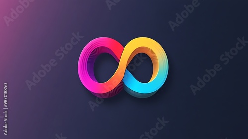 Colorful 3D infinity symbol on a dark background.