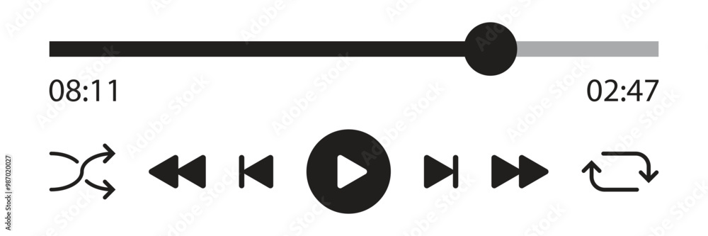 Play button icon in flat style. Music player vector illustration on isolated background. Playback interface sign business concept. Play button icon in flat style. Music player vector illustration on isolated background. Playback interface sign business concept.