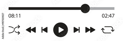 Play button icon in flat style. Music player vector illustration on isolated background. Playback interface sign business concept.