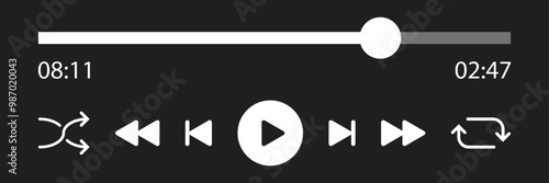 Play button icon in flat style. Music player vector illustration on isolated background. Playback interface sign business concept.