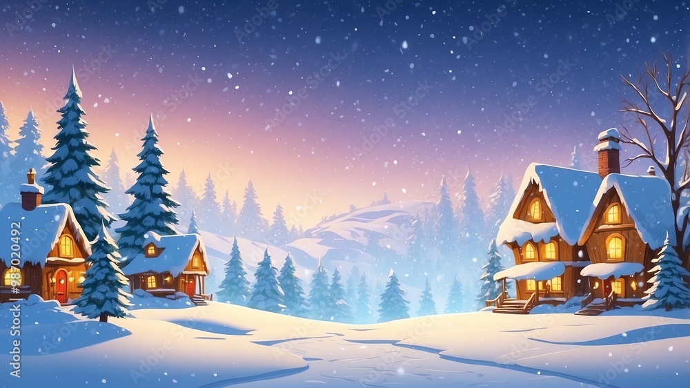 Christmas Snowfall Cartoon Background Design Christmas Snowfall Cartoon Background Design