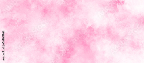 Soft pink clouds texture with white tiny clouds, Beautiful and smooth soft blurred pink texture in center with blank, Smooth and bright abstract brush stroke acrylic watercolor background.